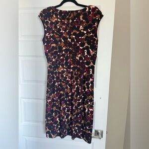 Lauren Ralph Lauren Dress 14 Abstract Dot Print Fit & Flare Stretch